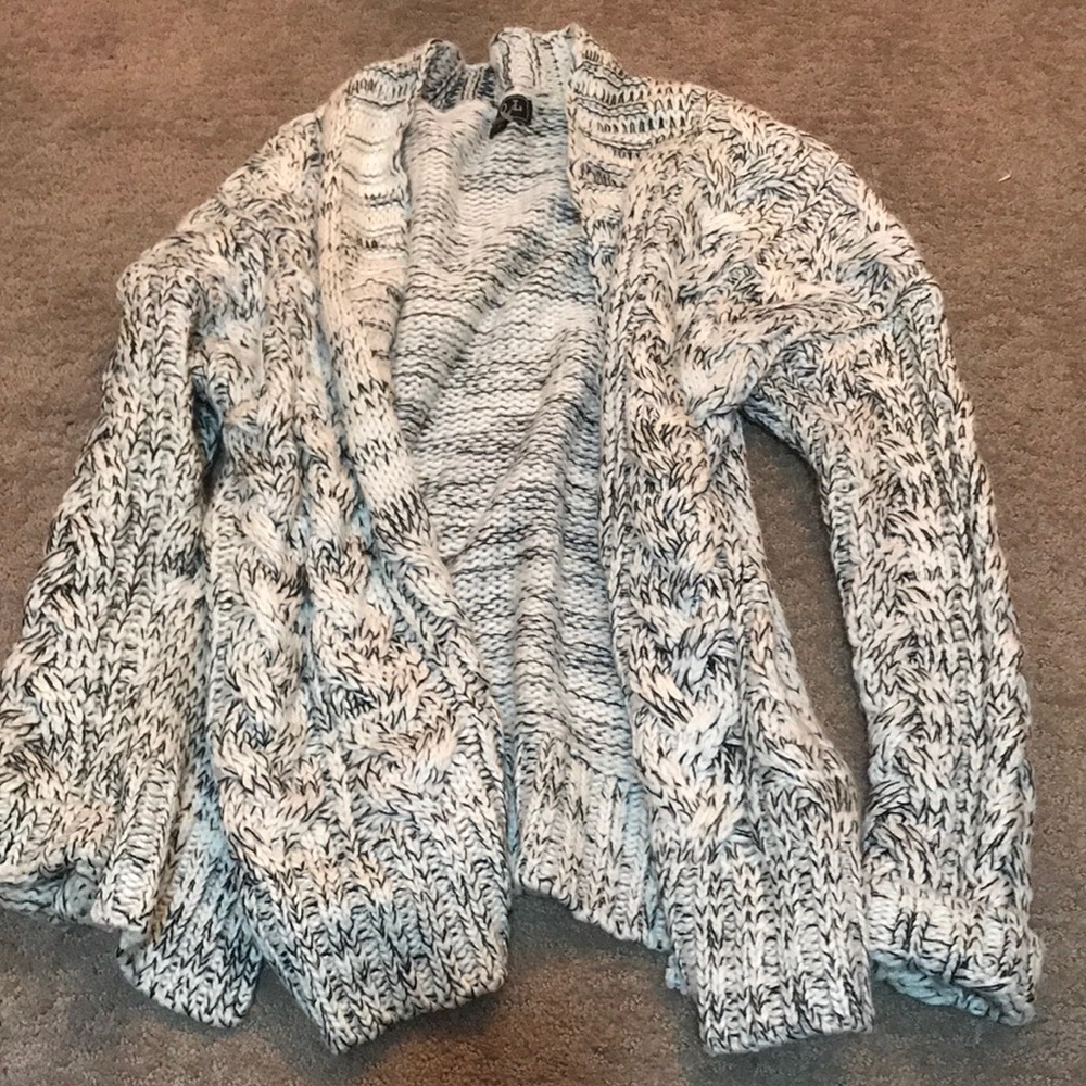 White and black knit sweater